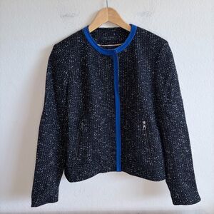 RAG & BONE Black Blue Wool Tweed Jacket Blazer Womens 10 Chic Workwear